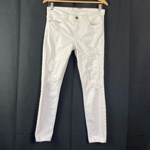 Current/Elliott The Stiletto dirty white w/patch repair jeans